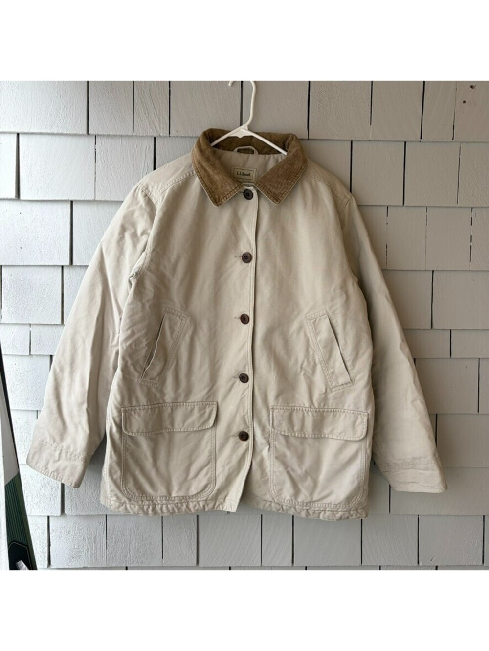 L.L.Bean Barn Chore Coat Womens Large Y2K Corduroy Collar Cottagecore Canvas